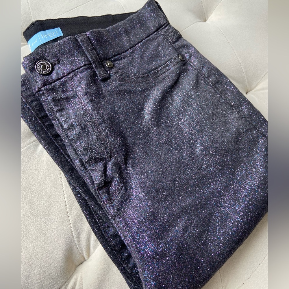 Seven for All Mankind - (b)air High Rise Ankle Skinny Sparkle Coated Denim